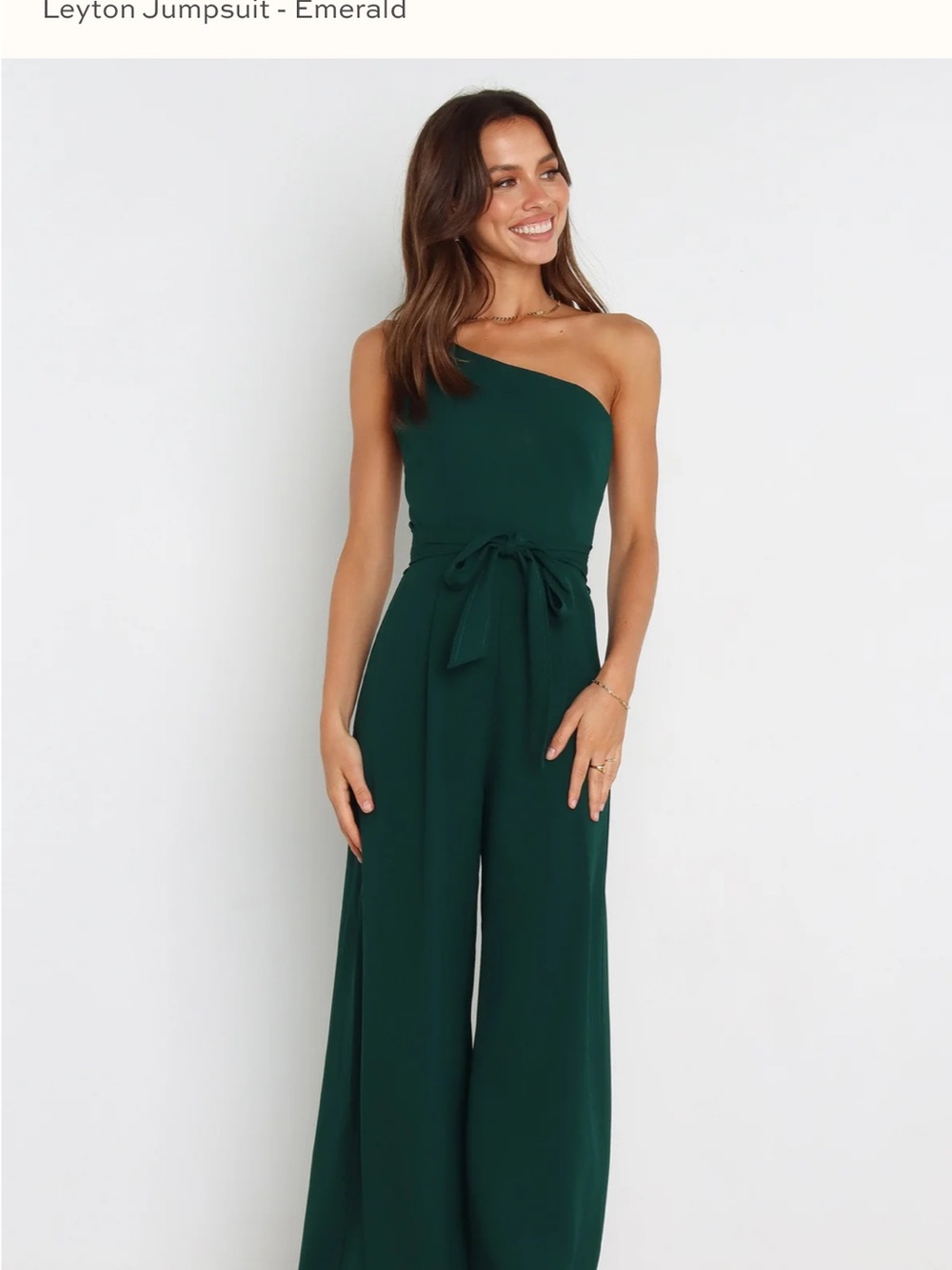 Petal & Pup One-Shoulder Jumpsuit - Emerald Green